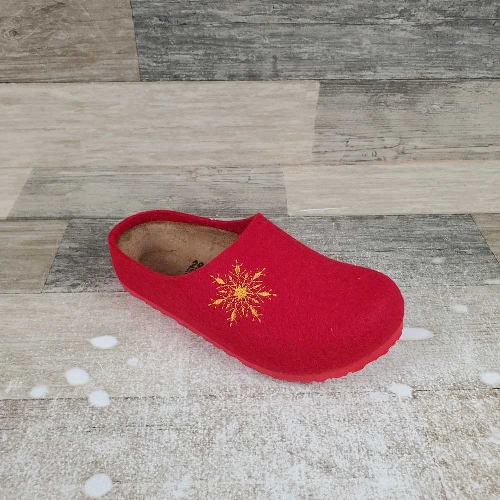 Birkenstock Kaprun Kids Clog Sz 10‎ C10 Narrow Snow Stars Red Lamb Slip On Shoes